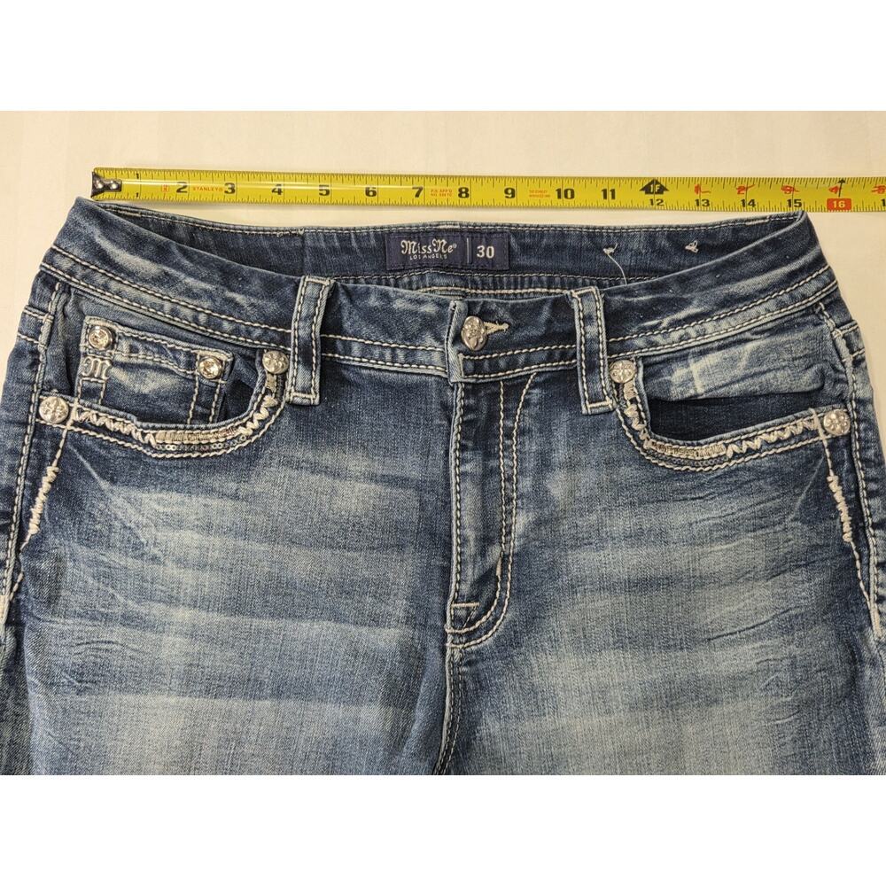 Miss Me Bootcut Jeans Size 30 Thick Stitch Fading Distressed Y2K Boho Western - Picture 7 of 12